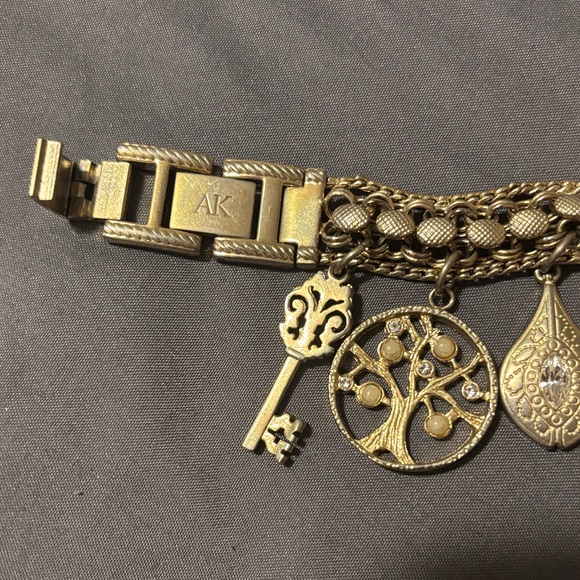 Anne Klein Gold-Tone Charm Bracelet with AK Logo - Picture 2 of 5